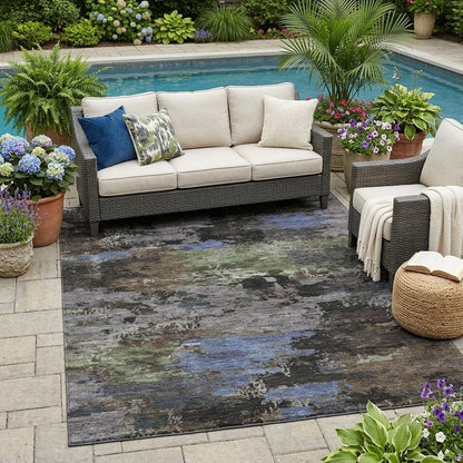 5' X 8' Brown And Graphite Abstract Washable Indoor Outdoor Area Rug HomeRoots