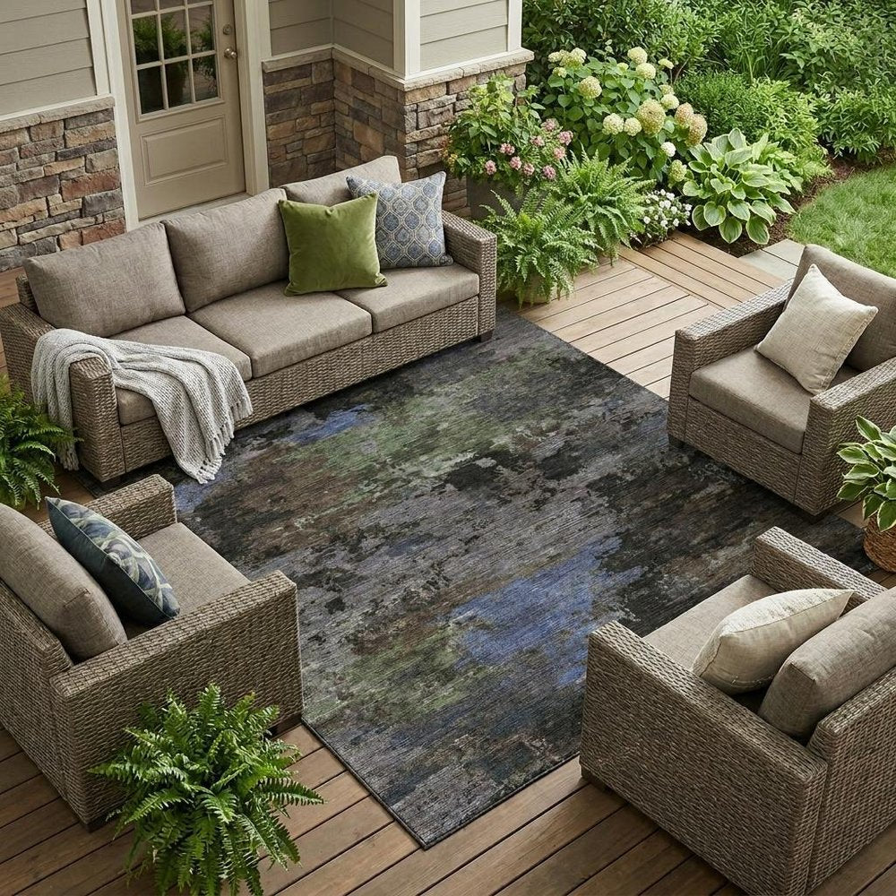 8' X 10' Brown And Graphite Abstract Washable Indoor Outdoor Area Rug HomeRoots