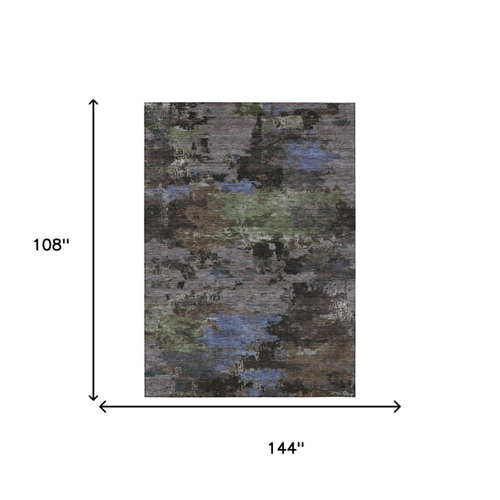 9' X 12' Brown And Graphite Abstract Washable Indoor Outdoor Area Rug HomeRoots