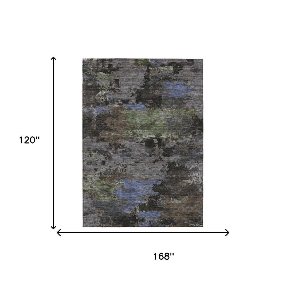 10' X 14' Brown And Graphite Abstract Washable Indoor Outdoor Area Rug HomeRoots