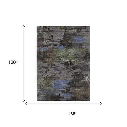10' X 14' Brown And Graphite Abstract Washable Indoor Outdoor Area Rug HomeRoots