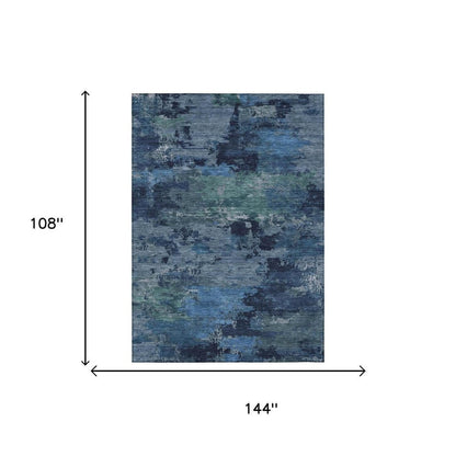 9' X 12' Blue And Navy Blue Abstract Washable Indoor Outdoor Area Rug HomeRoots