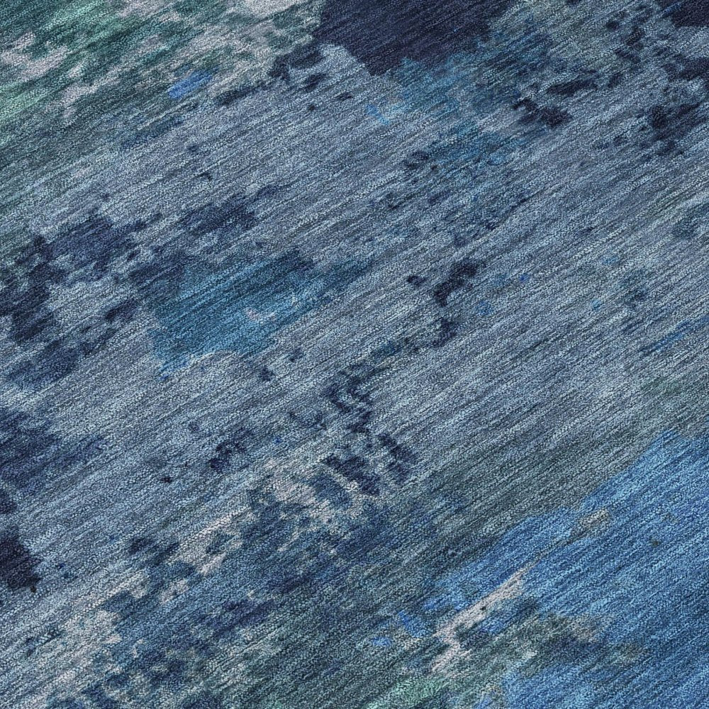 9' X 12' Blue And Navy Blue Abstract Washable Indoor Outdoor Area Rug — view 3