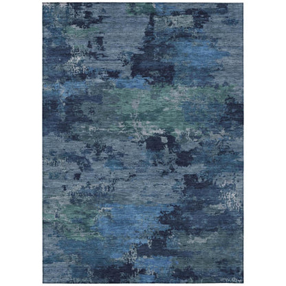 10' X 14' Blue And Navy Blue Abstract Washable Indoor Outdoor Area Rug HomeRoots