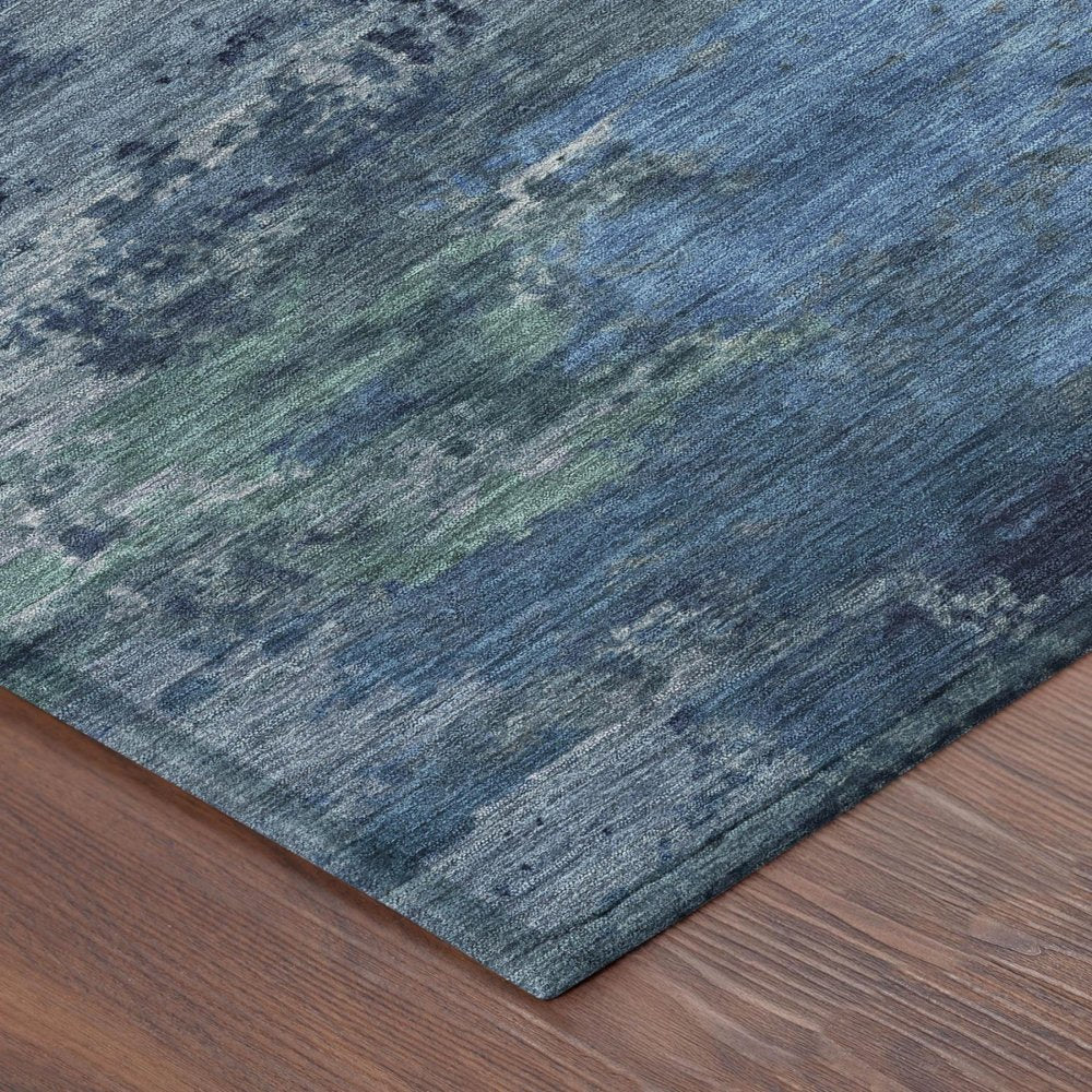 10' X 14' Blue And Navy Blue Abstract Washable Indoor Outdoor Area Rug HomeRoots