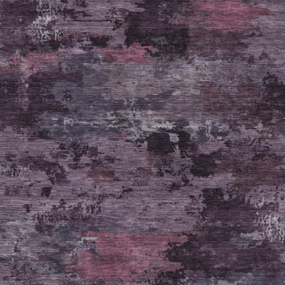 3' X 5' Eggplant And Purple Abstract Washable Indoor Outdoor Area Rug