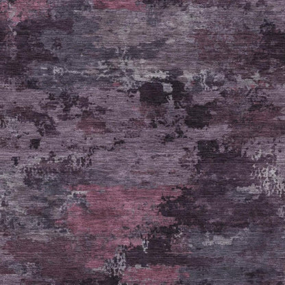 3' X 5' Eggplant And Purple Abstract Washable Indoor Outdoor Area Rug