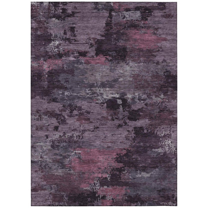 3' X 5' Eggplant And Purple Abstract Washable Indoor Outdoor Area Rug HomeRoots