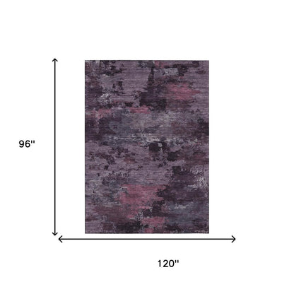 8' X 10' Eggplant And Purple Abstract Washable Indoor Outdoor Area Rug HomeRoots