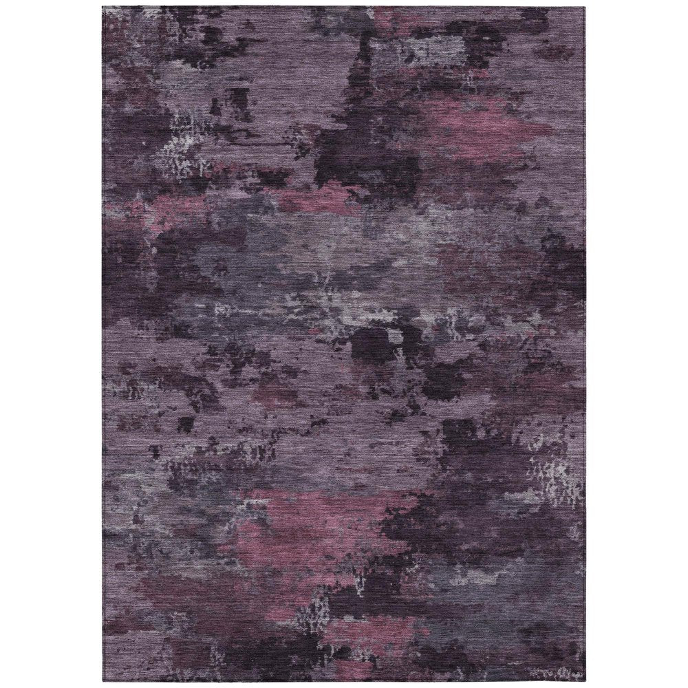 9' X 12' Eggplant And Purple Abstract Washable Indoor Outdoor Area Rug — view 1