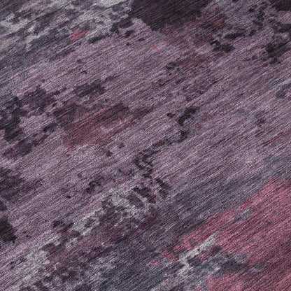 9' X 12' Eggplant And Purple Abstract Washable Indoor Outdoor Area Rug HomeRoots