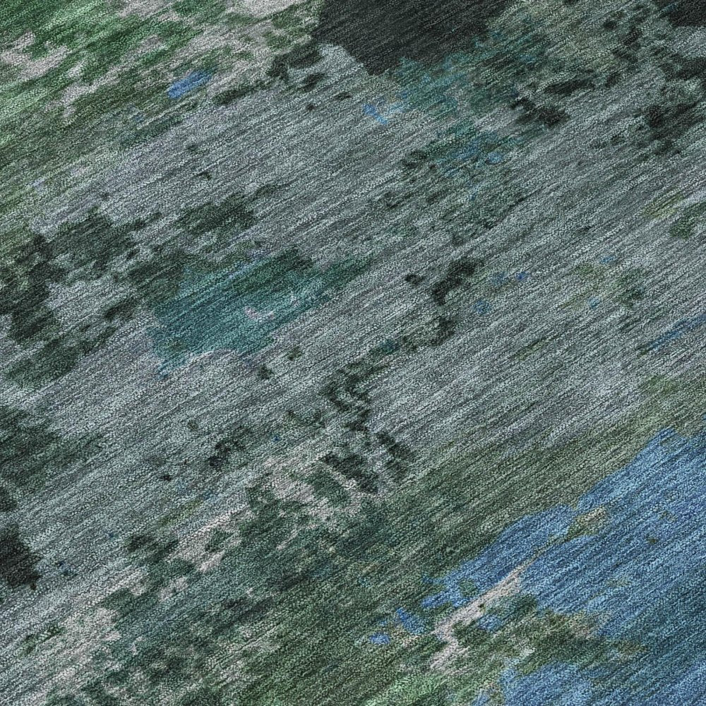 8' Green And Graphite Round Abstract Washable Indoor Outdoor Area Rug — view 3