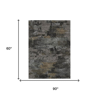 5' X 8' Pewter And Gray Abstract Washable Indoor Outdoor Area Rug HomeRoots
