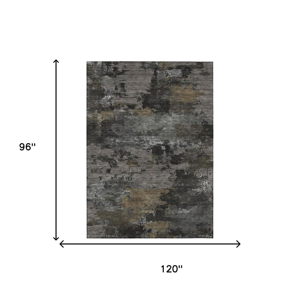 8' X 10' Pewter And Gray Abstract Washable Indoor Outdoor Area Rug — view 4