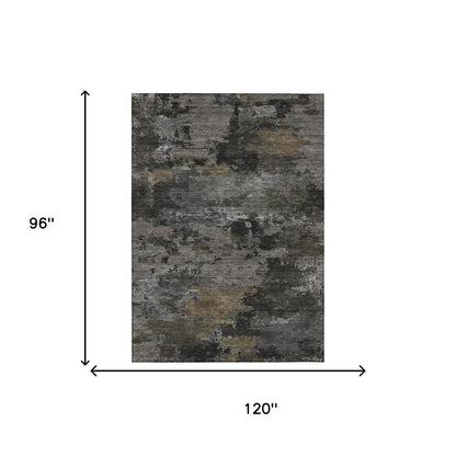 8' X 10' Pewter And Gray Abstract Washable Indoor Outdoor Area Rug HomeRoots