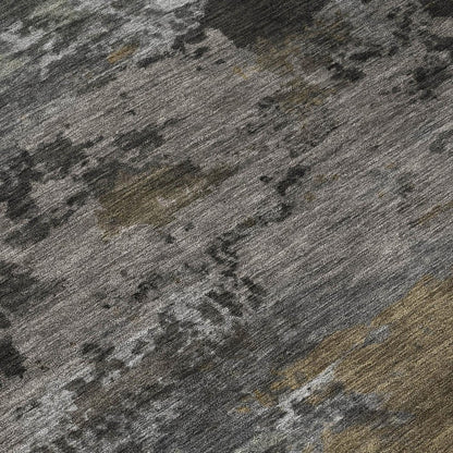 8' X 10' Pewter And Gray Abstract Washable Indoor Outdoor Area Rug