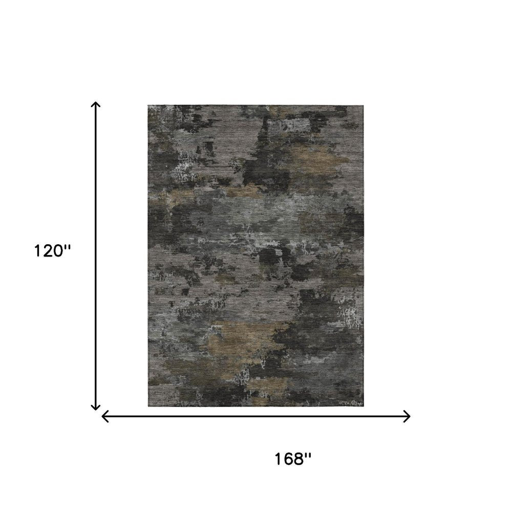 10' X 14' Pewter And Gray Abstract Washable Indoor Outdoor Area Rug HomeRoots