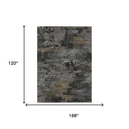 10' X 14' Pewter And Gray Abstract Washable Indoor Outdoor Area Rug HomeRoots