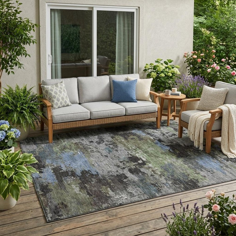5' X 8' Taupe And Brown Abstract Washable Indoor Outdoor Area Rug — view 6
