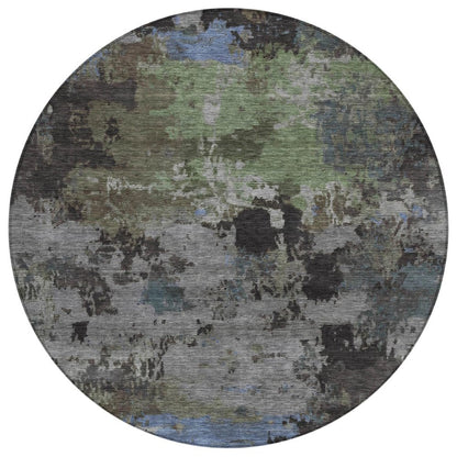 8' Taupe And Brown Round Abstract Washable Indoor Outdoor Area Rug HomeRoots