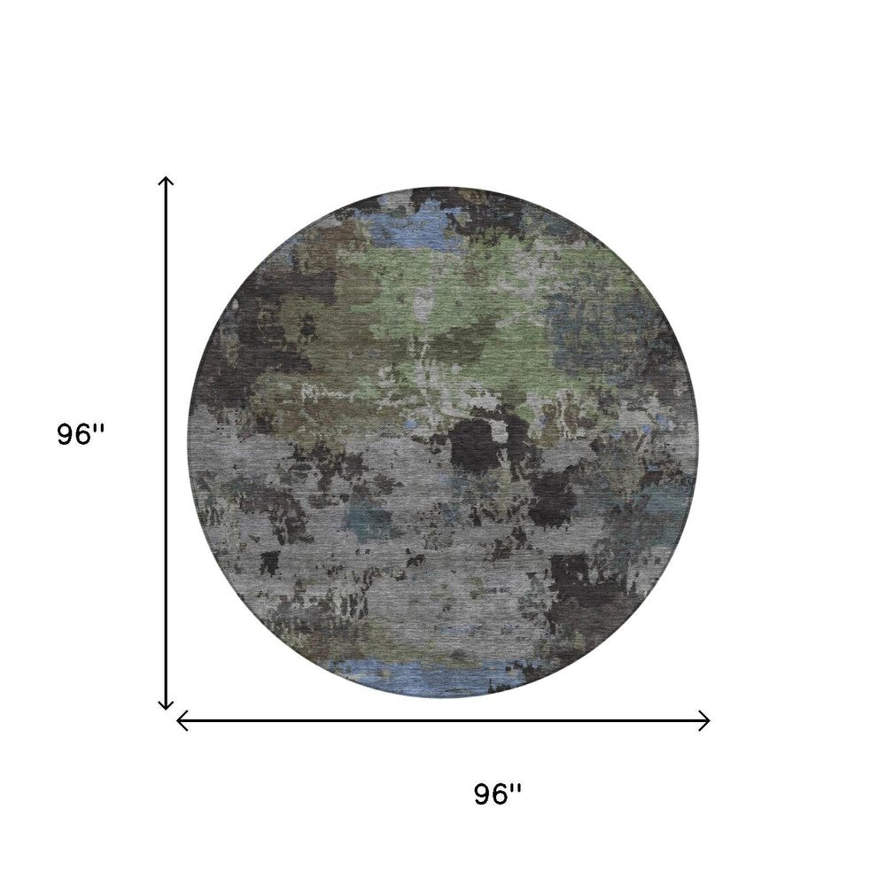 8' Taupe And Brown Round Abstract Washable Indoor Outdoor Area Rug HomeRoots