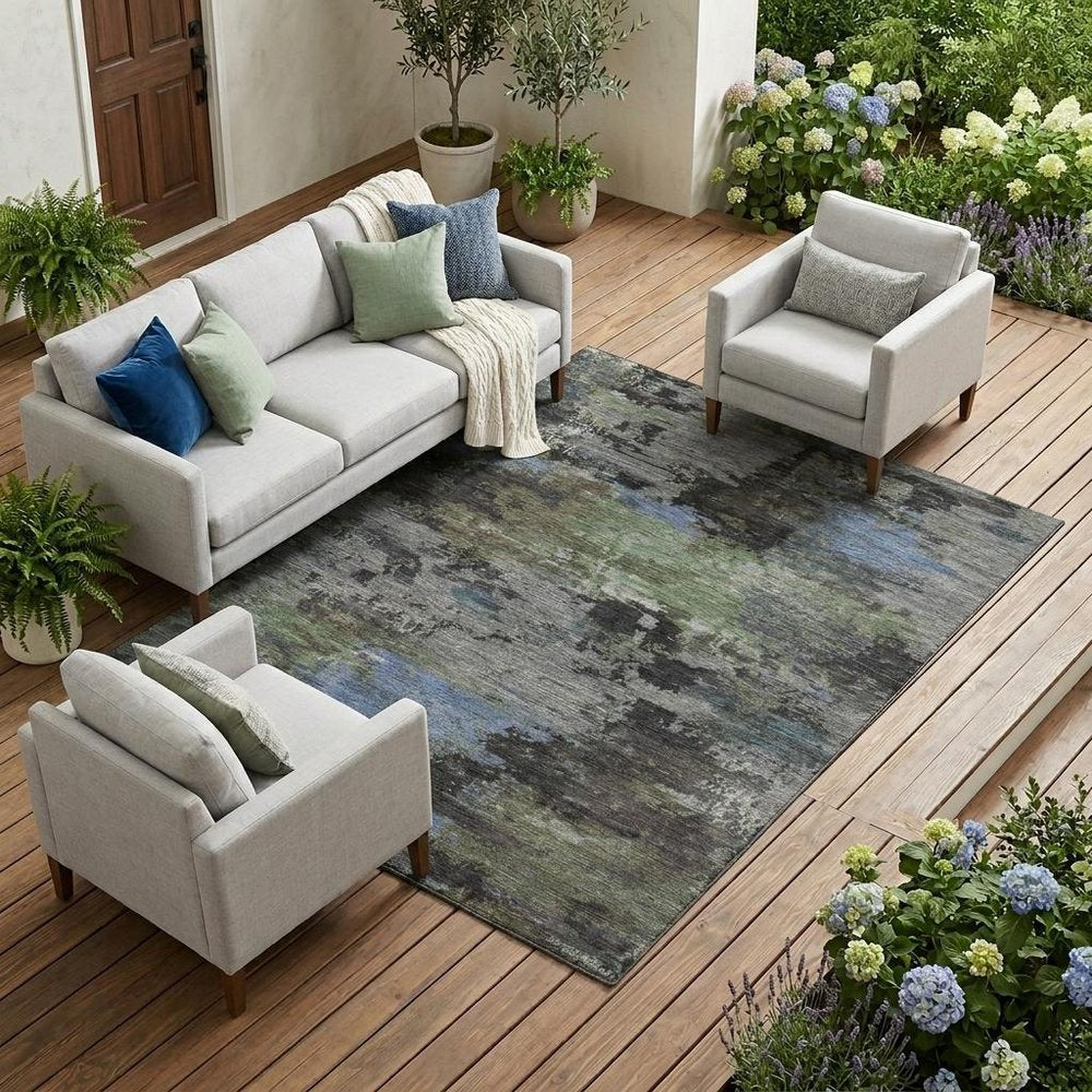 10' X 14' Taupe And Brown Abstract Washable Indoor Outdoor Area Rug — view 5