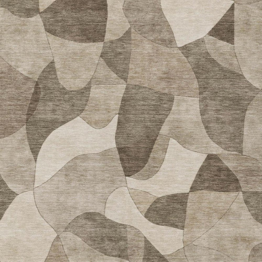 8' X 10' Beige And Brown Abstract Washable Indoor Outdoor Area Rug