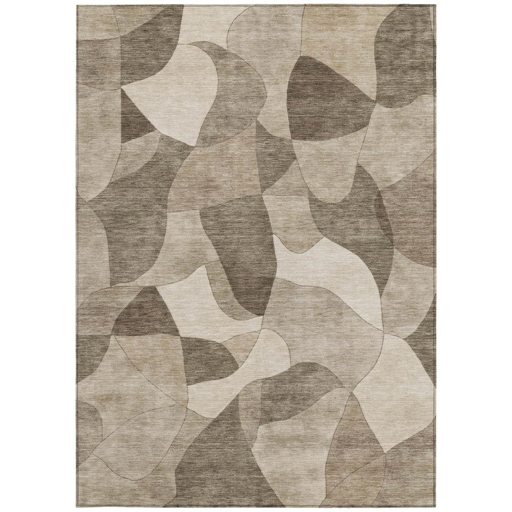 8' X 10' Beige And Brown Abstract Washable Indoor Outdoor Area Rug — view 8