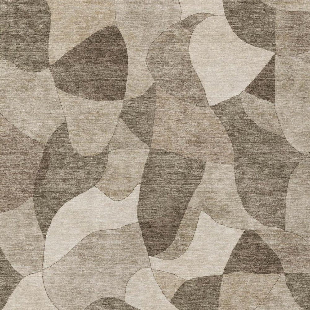 8' X 10' Beige And Brown Abstract Washable Indoor Outdoor Area Rug