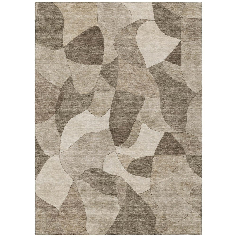10' X 14' Beige And Brown Abstract Washable Indoor Outdoor Area Rug HomeRoots