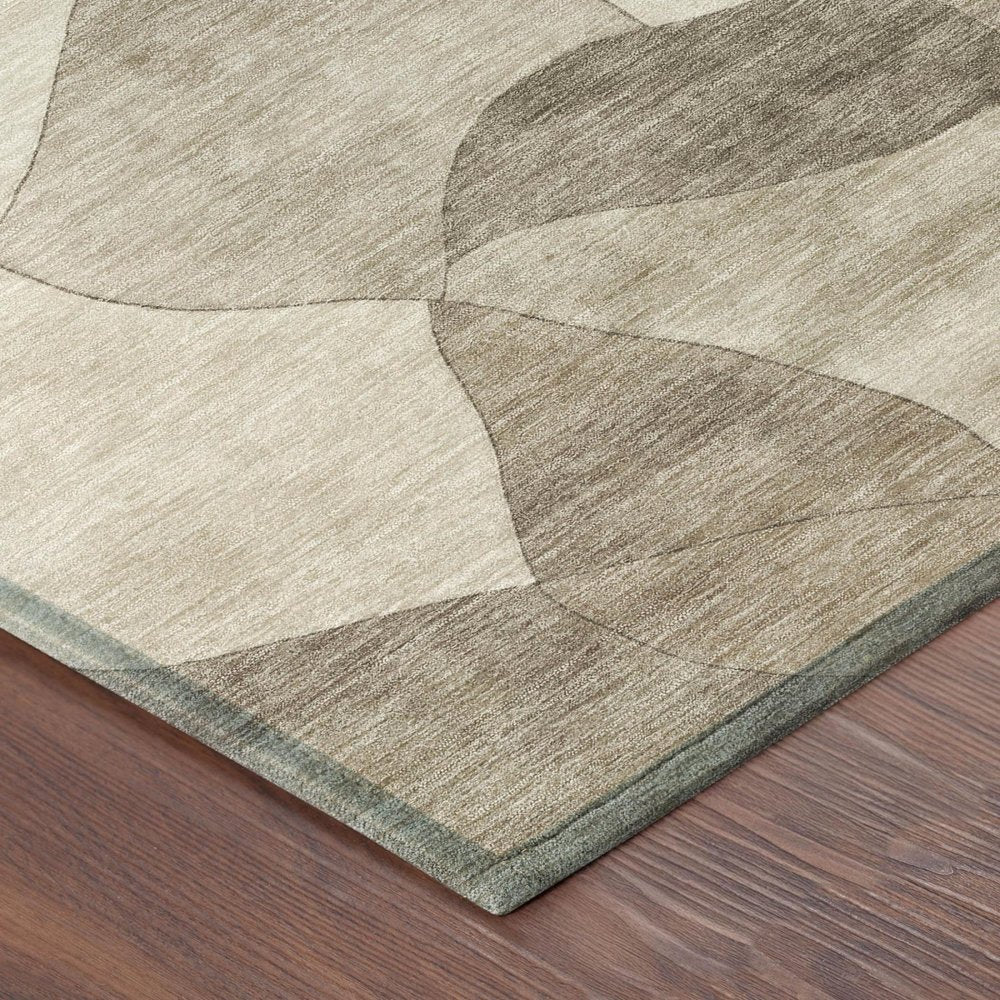 10' X 14' Beige And Brown Abstract Washable Indoor Outdoor Area Rug HomeRoots