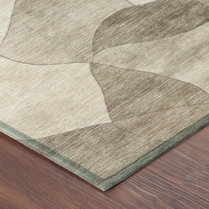 10' X 14' Beige And Brown Abstract Washable Indoor Outdoor Area Rug HomeRoots