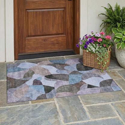 3' X 5' Brown And Graphite Abstract Washable Indoor Outdoor Area Rug HomeRoots