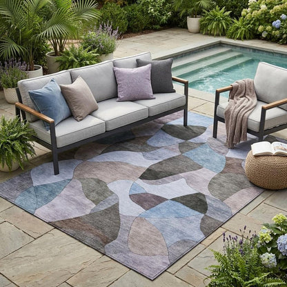 5' X 8' Brown And Graphite Abstract Washable Indoor Outdoor Area Rug HomeRoots