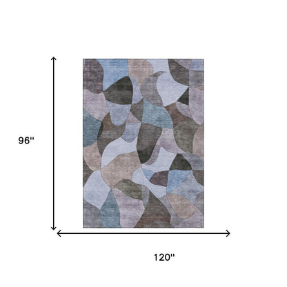 8' X 10' Brown And Graphite Abstract Washable Indoor Outdoor Area Rug HomeRoots