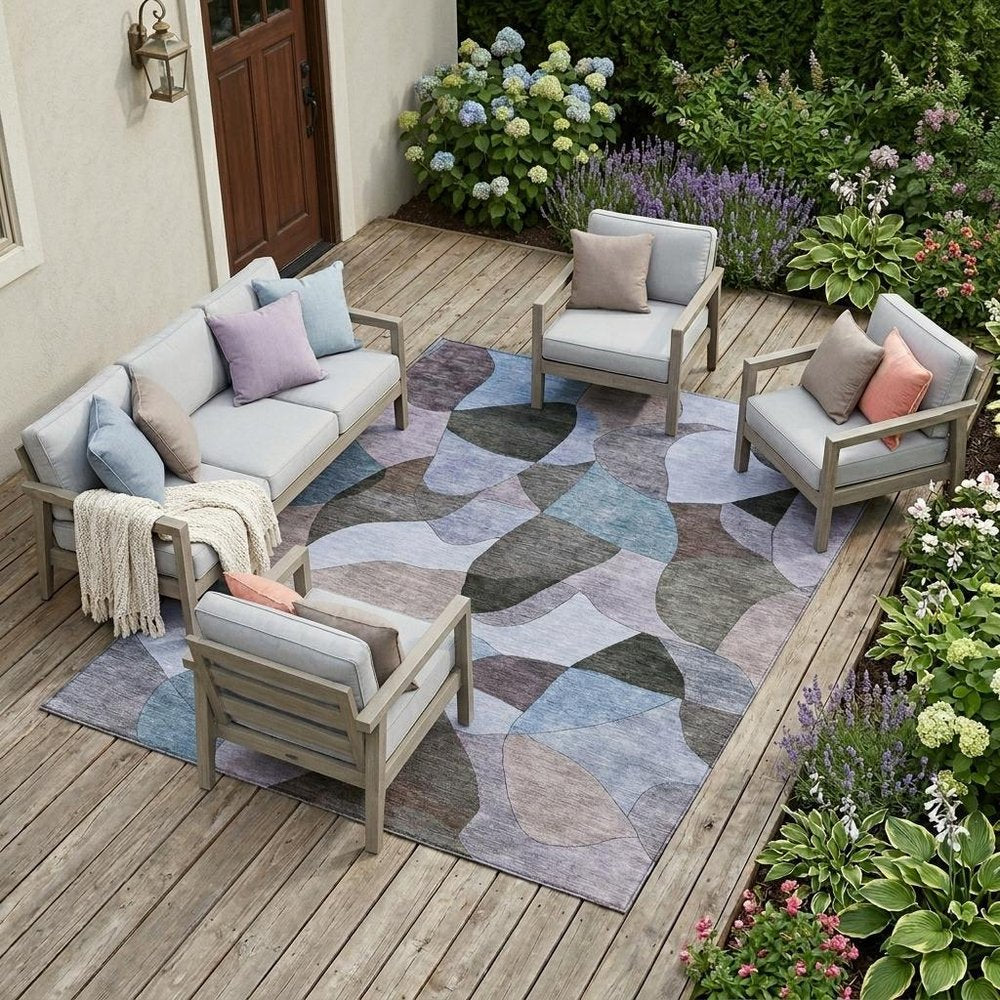 8' X 10' Brown And Graphite Abstract Washable Indoor Outdoor Area Rug HomeRoots