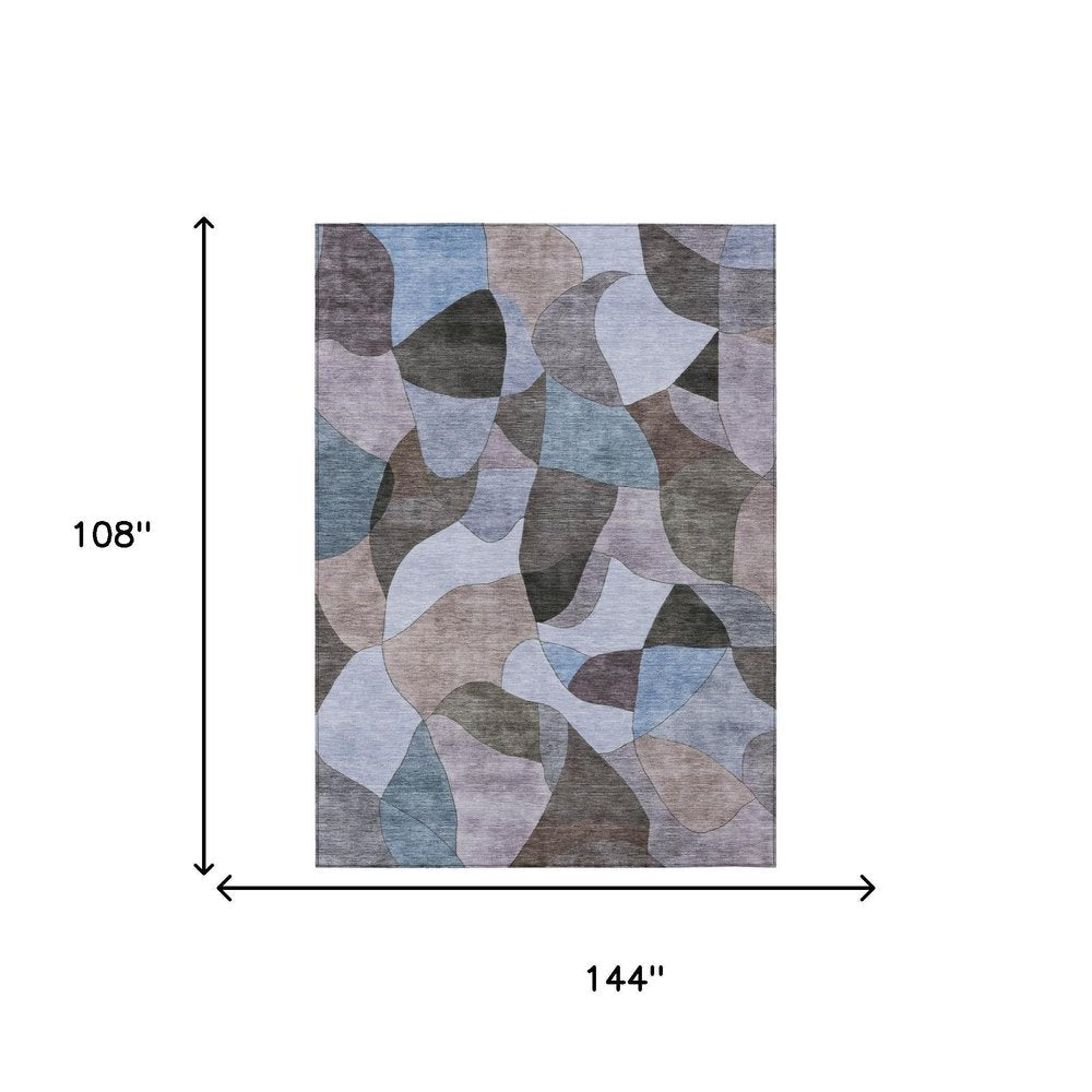 9' X 12' Brown And Graphite Abstract Washable Indoor Outdoor Area Rug HomeRoots