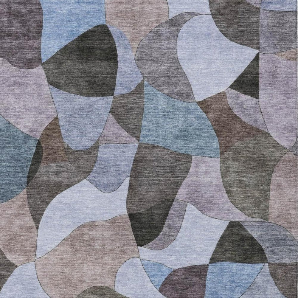 9' X 12' Brown And Graphite Abstract Washable Indoor Outdoor Area Rug