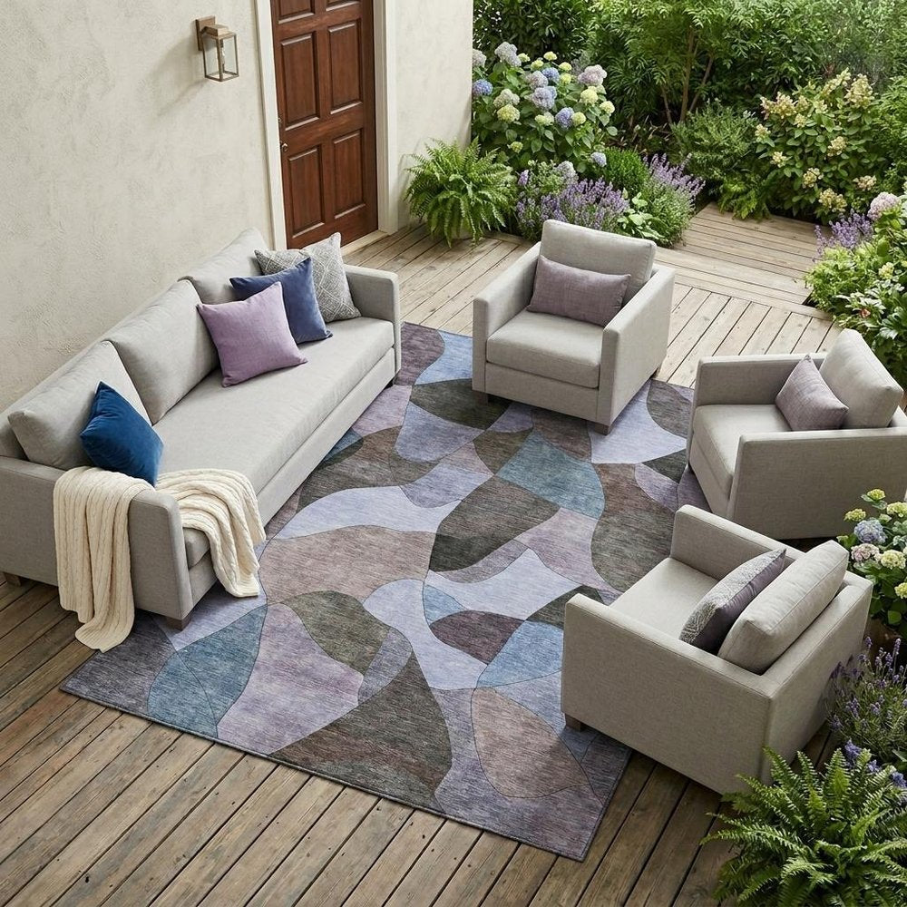 10' X 14' Brown And Graphite Abstract Washable Indoor Outdoor Area Rug HomeRoots