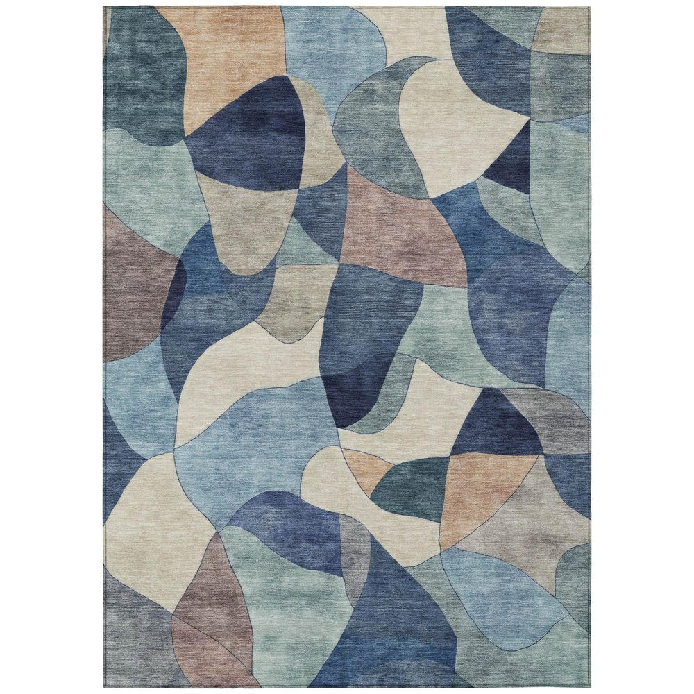 9' X 12' Blue And Navy Blue Abstract Washable Indoor Outdoor Area Rug HomeRoots