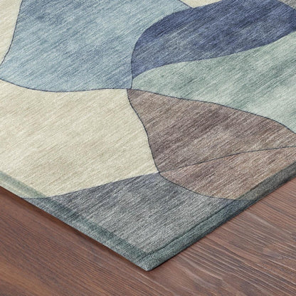 9' X 12' Blue And Navy Blue Abstract Washable Indoor Outdoor Area Rug HomeRoots