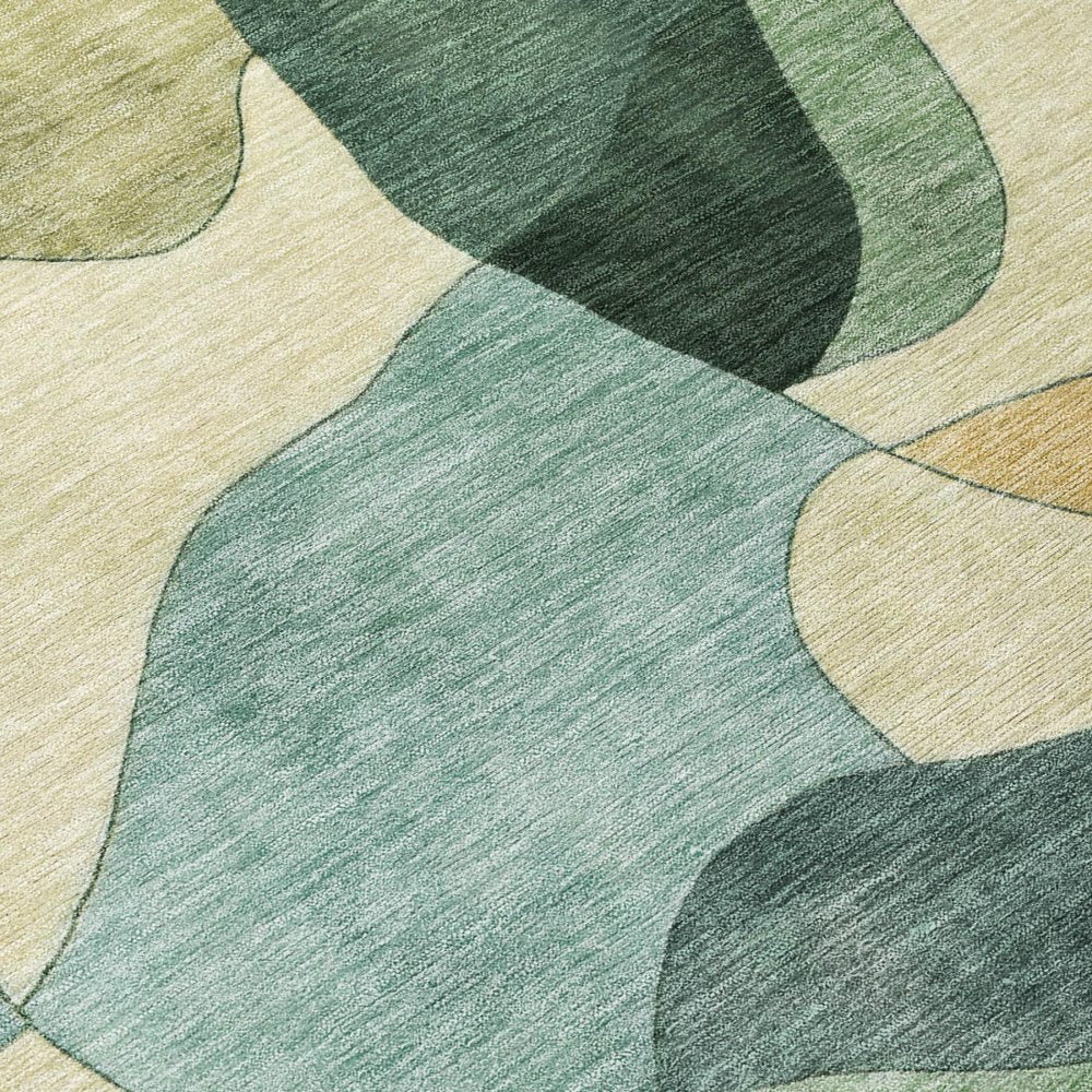 8' X 10' Green And Beige Abstract Washable Indoor Outdoor Area Rug HomeRoots