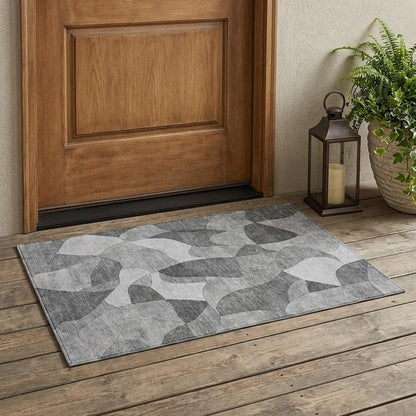 3' X 5' Gray And Silver Abstract Washable Indoor Outdoor Area Rug HomeRoots