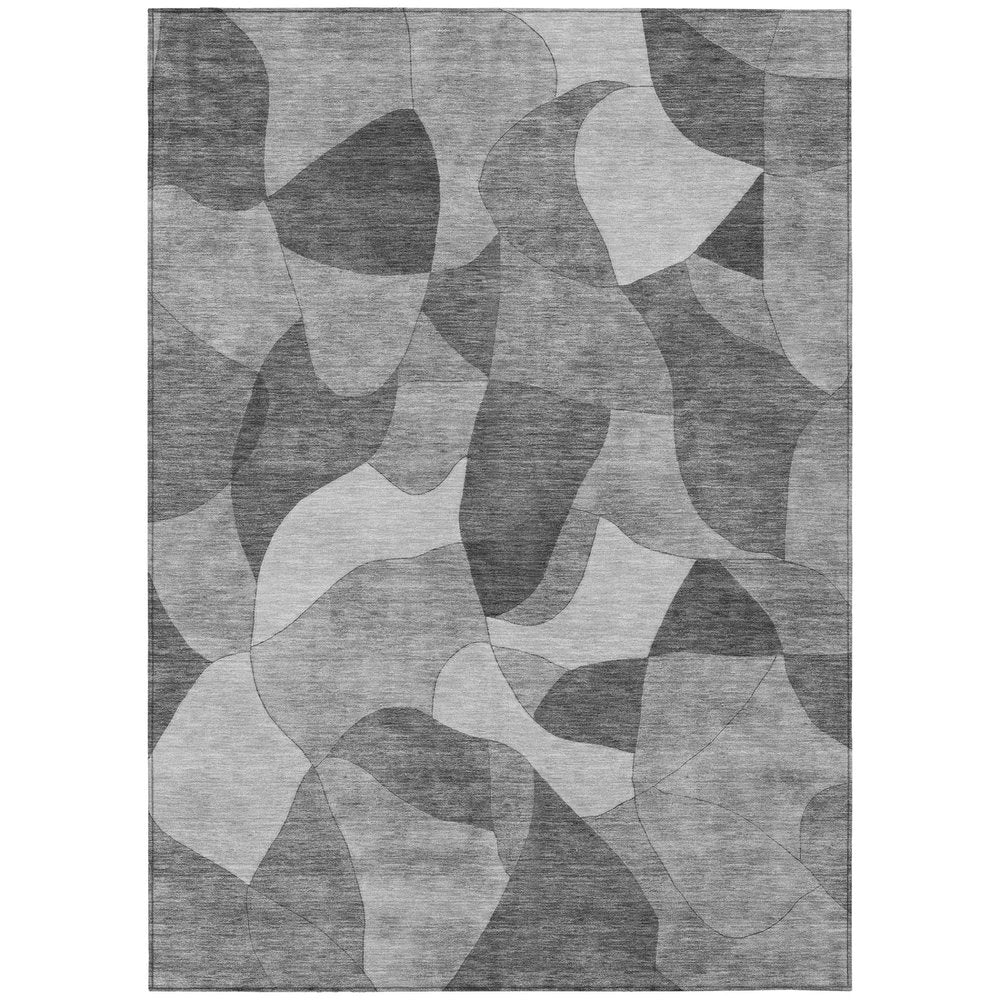 3' X 5' Gray And Silver Abstract Washable Indoor Outdoor Area Rug HomeRoots