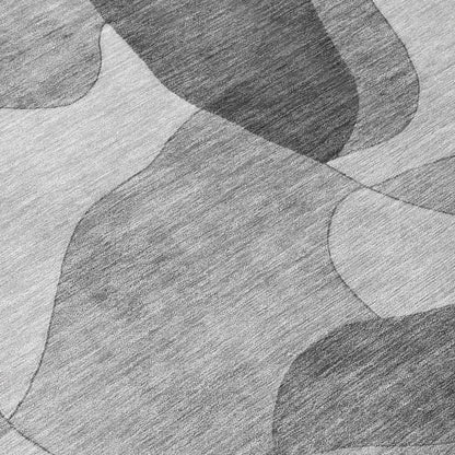 3' X 5' Gray And Silver Abstract Washable Indoor Outdoor Area Rug HomeRoots