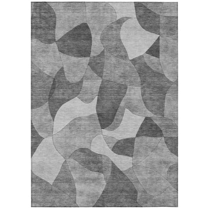 8' X 10' Gray And Silver Abstract Washable Indoor Outdoor Area Rug HomeRoots