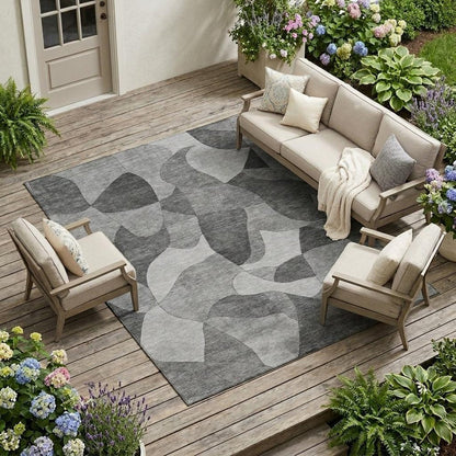 10' X 14' Gray And Silver Abstract Washable Indoor Outdoor Area Rug HomeRoots
