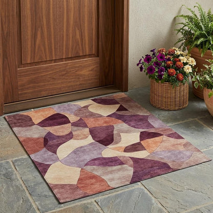 3' X 5' Merlot And Red Abstract Washable Indoor Outdoor Area Rug HomeRoots