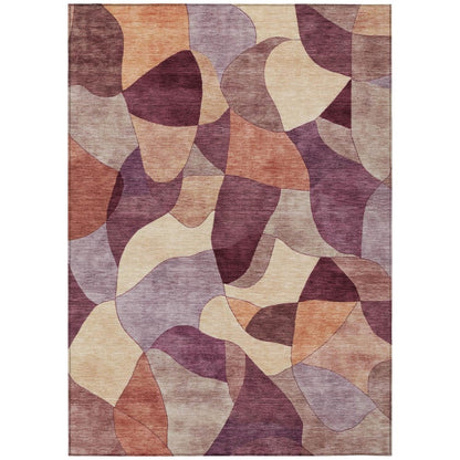 3' X 5' Merlot And Red Abstract Washable Indoor Outdoor Area Rug HomeRoots