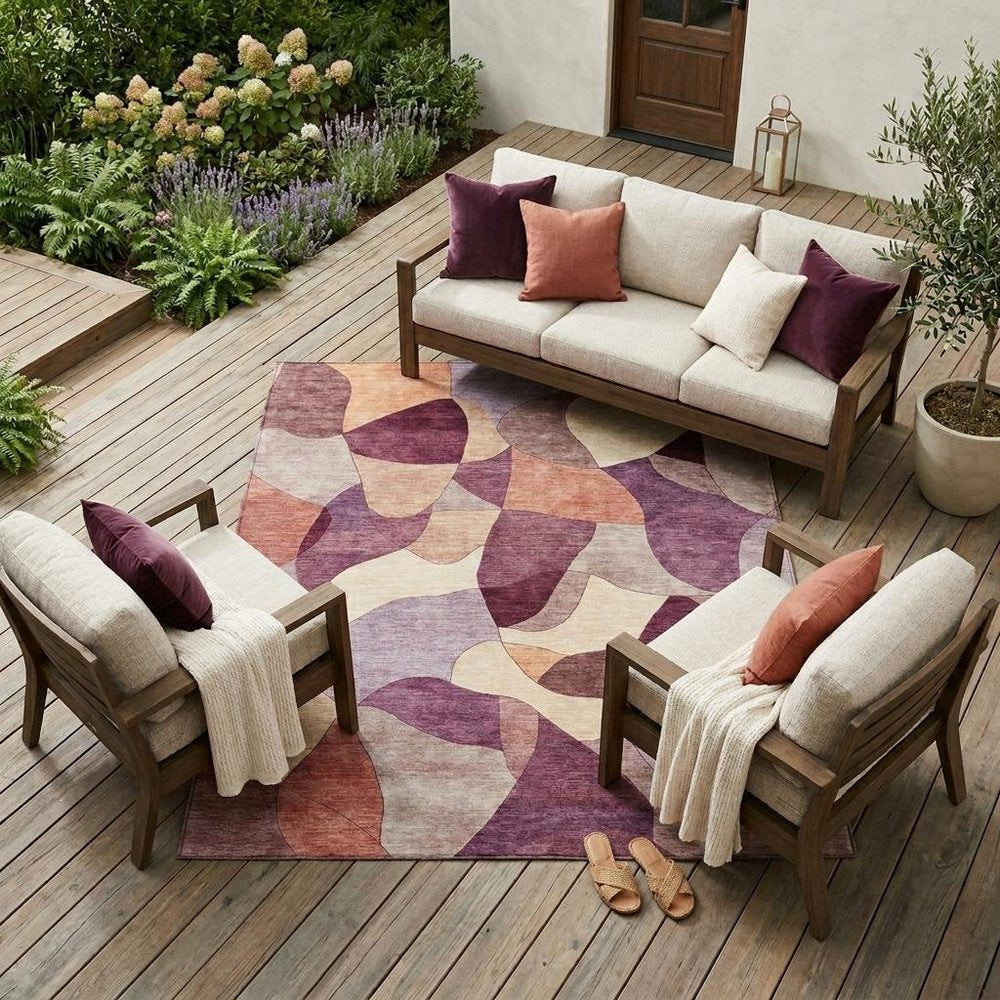 8' X 10' Merlot And Red Abstract Washable Indoor Outdoor Area Rug HomeRoots